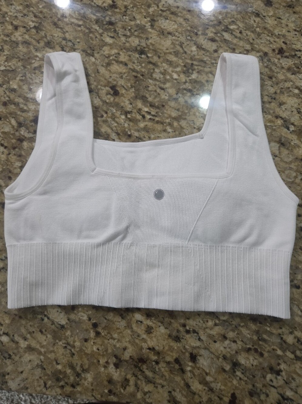Yogalicious White Ribbed Seam Sports Bra